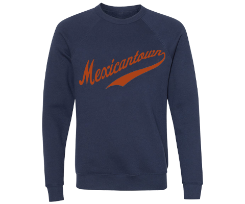 Mexicantown, Detroit- Retro Stadium Script Michigan Navy Sweatshirt