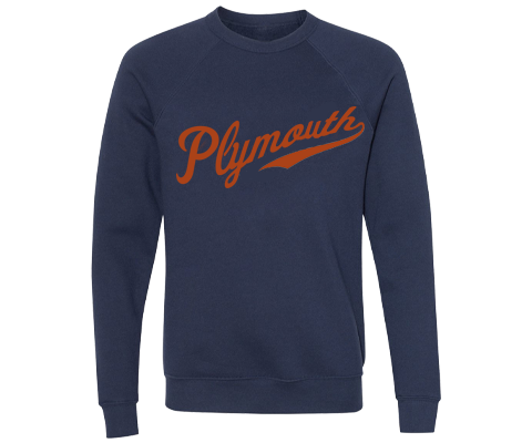 Plymouth Michigan Retro Stadium Script Navy Sweatshirt