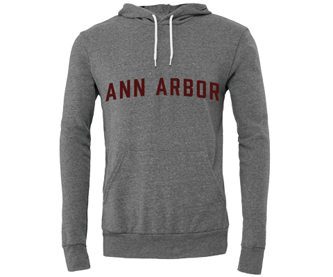 Ann Arbor Michigan Vintage Lettering Heather Gray Hoodie