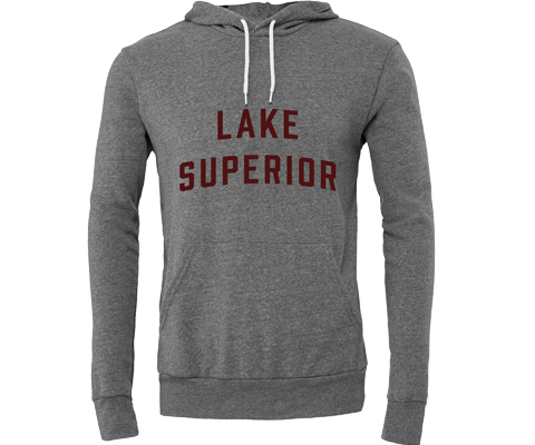 Lake Superior Vintage Lettering Heather Gray Hoodie