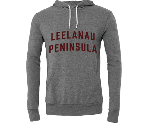 Leelanau Peninsula Vintage Lettering Heather Gray Hoodie