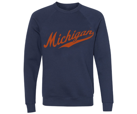 Michigan Retro Stadium Script Navy Sweatshirt